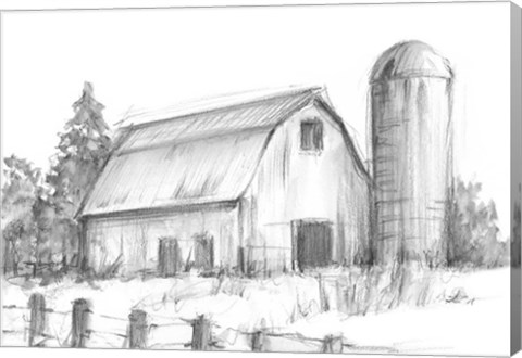 Framed Black &amp; White Barn Study I Print