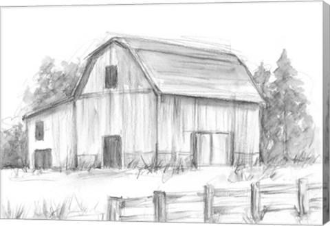 Framed Black &amp; White Barn Study II Print