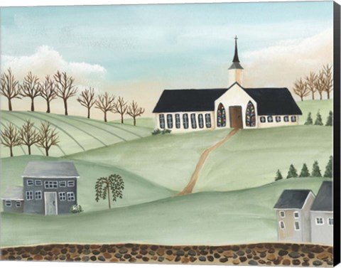 Framed Folk Church Scene II Print