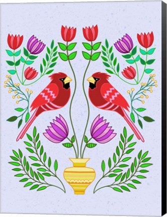 Framed Folk Bird I Print