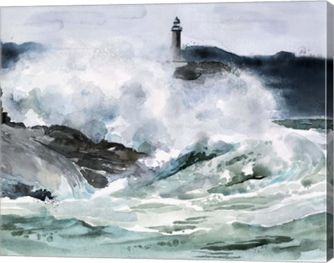 Framed Lighthouse Waves II Print