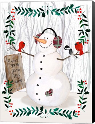 Framed Folk Snowman Forest II Print