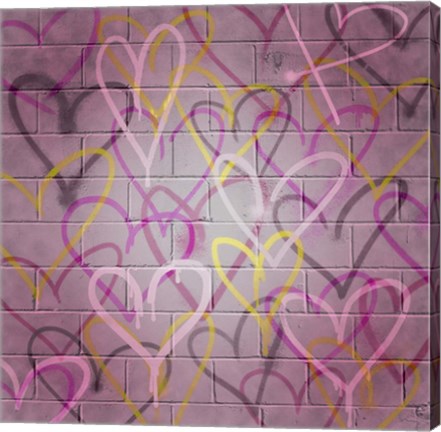 Framed Graffiti Hearts II Print