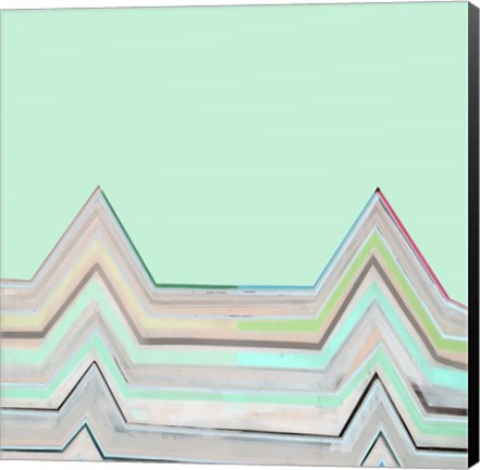 Framed Aqua Zig Zag I Print