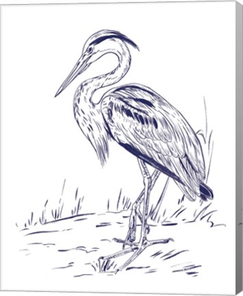 Framed Indigo Heron I Print