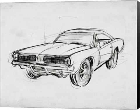 Framed Classic Car Sketch IV Print