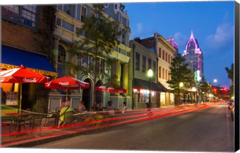 Framed Dauphin Street at Twilight, Mobile, Alabama Print