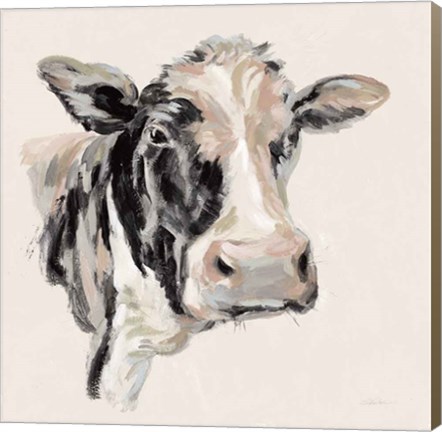 Framed Expressionistic Cow I Neutral Print