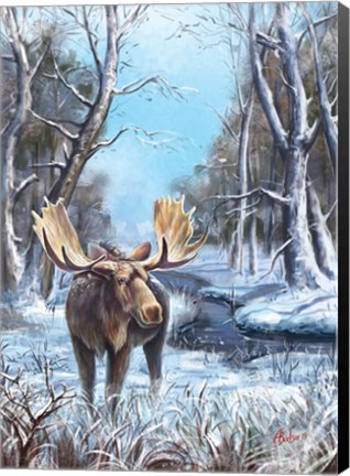 Framed Winter Moose Print