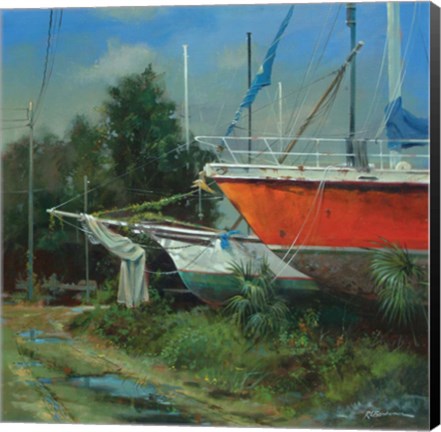 Framed Boat Yard on Riberia Street Print