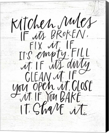 Framed Kitchen Rules Print