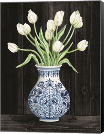 Framed Blue and White Tulips Black II Print