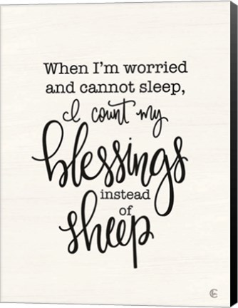 Framed Count Your Blessings Instead of Sheep Print