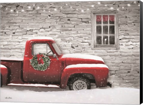 Framed Snowy Christmas Truck Print