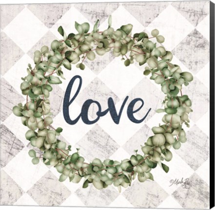 Framed Love Eucalyptus Wreath Print