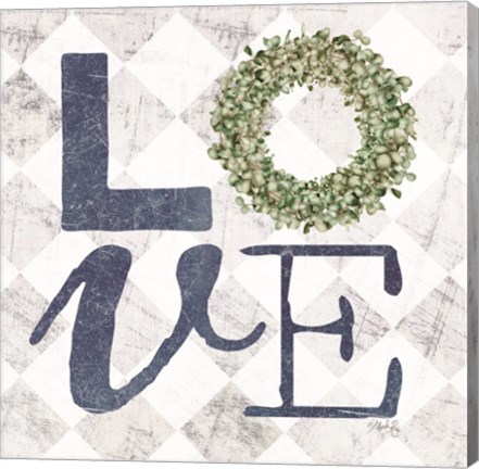 Framed Love with Eucalyptus Wreath III Print