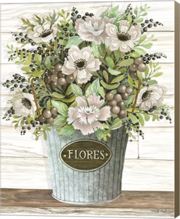 Framed Flores Galvanized Bucket Print