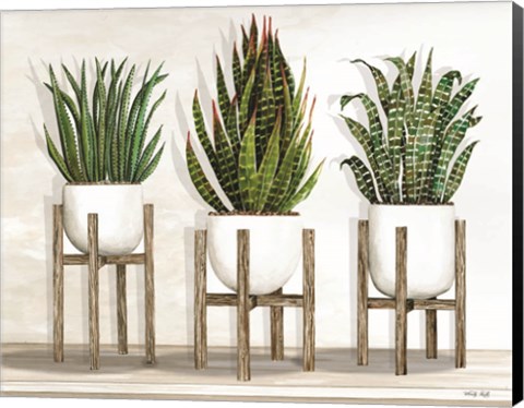 Framed White Pots on Stands I Print