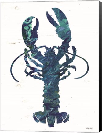 Framed Bright Lobster Blue Print