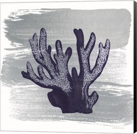Framed Brushed Midnight Blue Elkhorn Coral Print