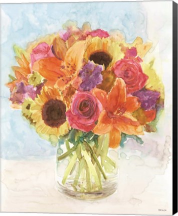 Framed Vase with Flowers I Print
