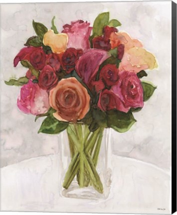 Framed Vase with Flowers II Print