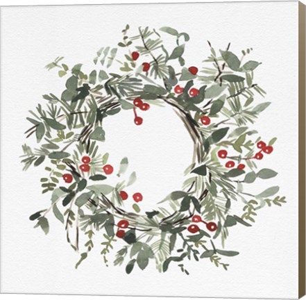 Framed Holly Farmhouse Wreath I Print