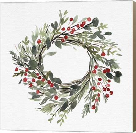 Framed Holly Farmhouse Wreath II Print