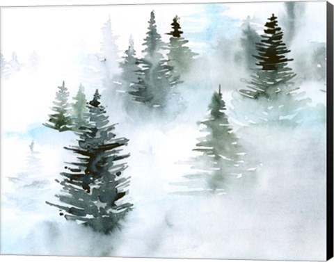 Framed Foggy Evergreens I Print