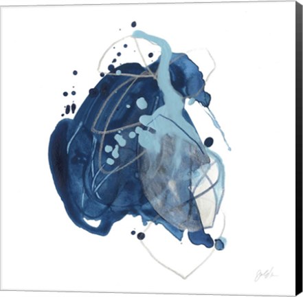 Framed Blue Ink Blot I Print