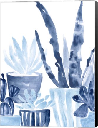 Framed Indigo Succulent III Print