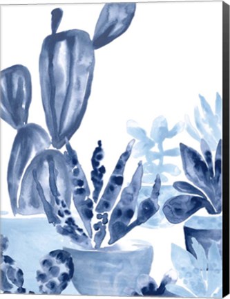 Framed Indigo Succulent IV Print