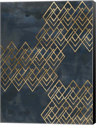 Framed Deco Pattern in Blue I Print
