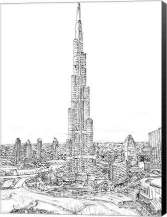 Framed Dubai in Black &amp; White II Print