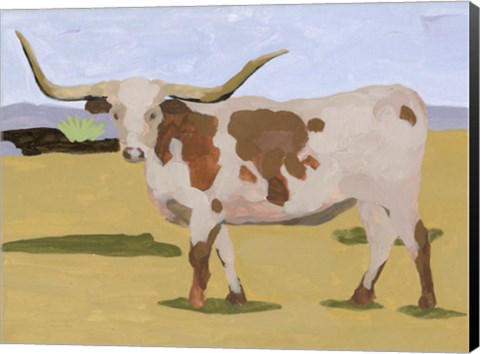 Framed Longhorn Cattle I Print