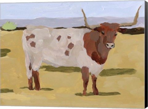 Framed Longhorn Cattle II Print