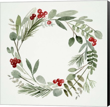 Framed Holly Wreath I Print