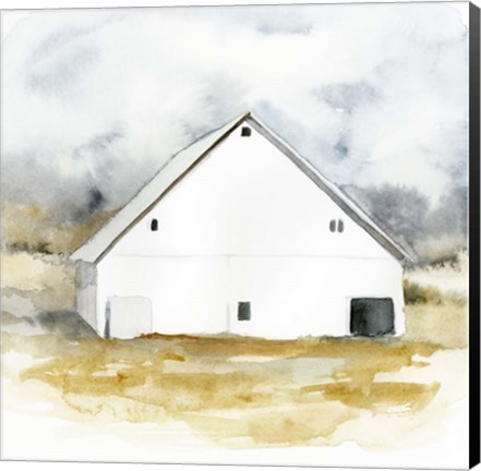 Framed White Barn Watercolor IV Print