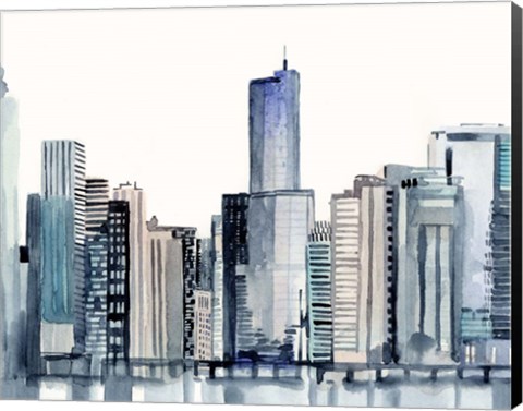 Framed Watercolor Skyline I Print