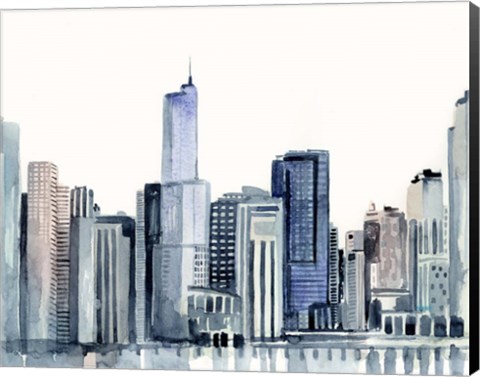 Framed Watercolor Skyline II Print