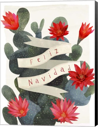 Framed Desert Christmas Cactus I Print