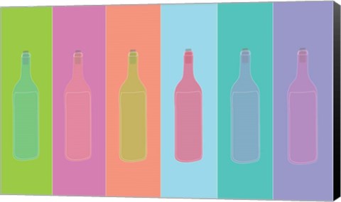 Framed Colorful Mod Wine Bottles Print