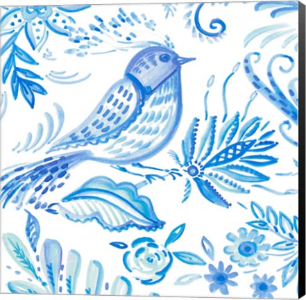 Framed Birds in Blue I Print