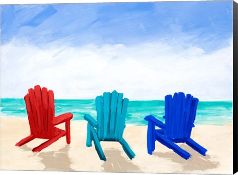 Framed Beach Chair Trio Print