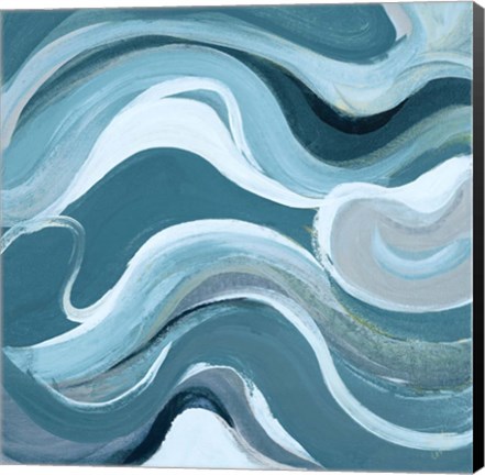 Framed Curvilinear Blue I Print