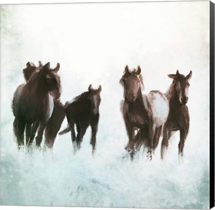 Framed Horses Running through the Surf Print