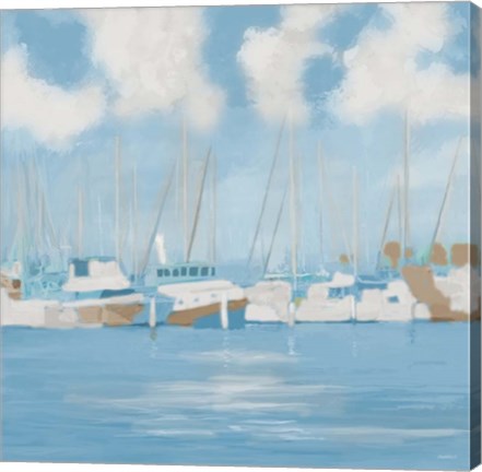 Framed Golf Harbor Boats II Print