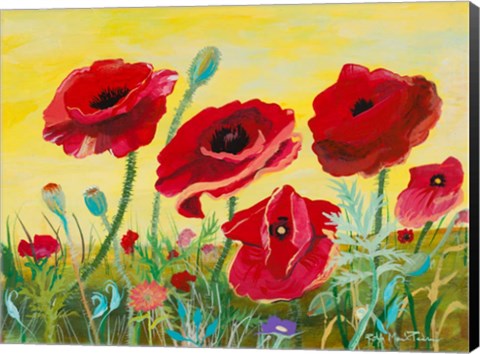 Framed Victory Red Poppies II Print