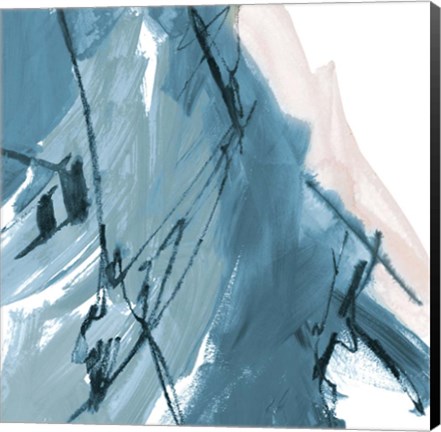 Framed Blue on White Abstract I Print
