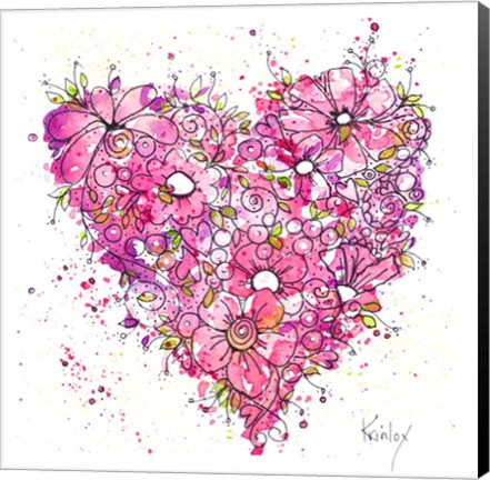 Framed Heart of Flowers Print